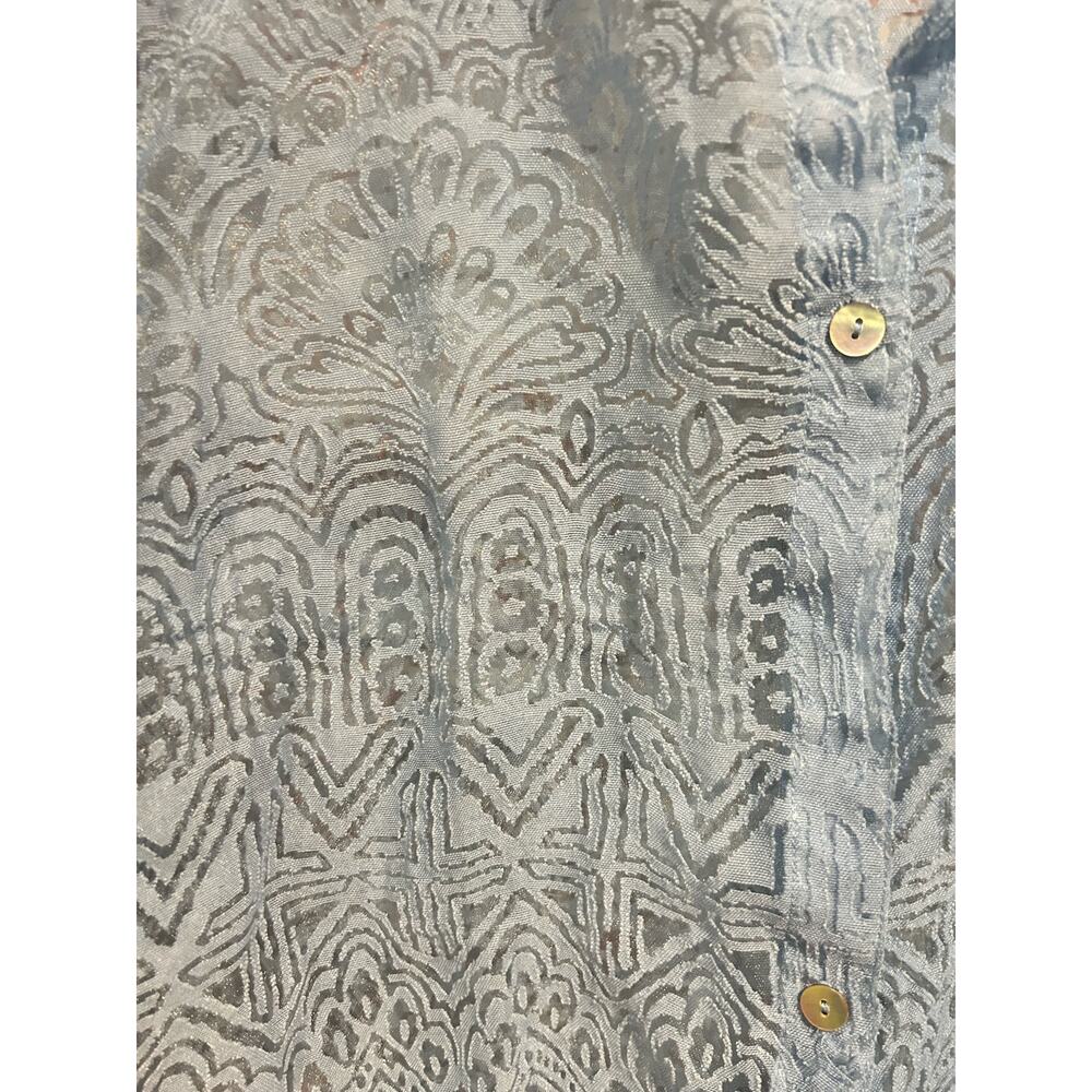 Alfred Dunner Button Up Sheer Textured Top Blue 3… - image 2